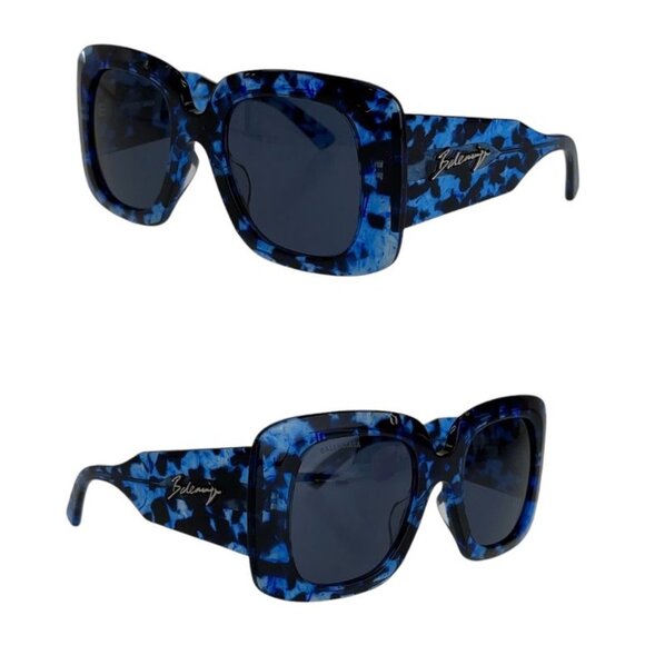 Balenciaga Square Full Rim Blue Marble Silver Hardware Bb0119 S 003 5323 140 main image 4